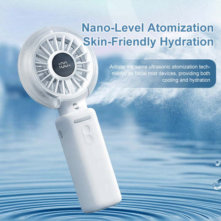 Cooling foldable rechargeable handheld fan with digital battery display and detachable neck strap Kalsten