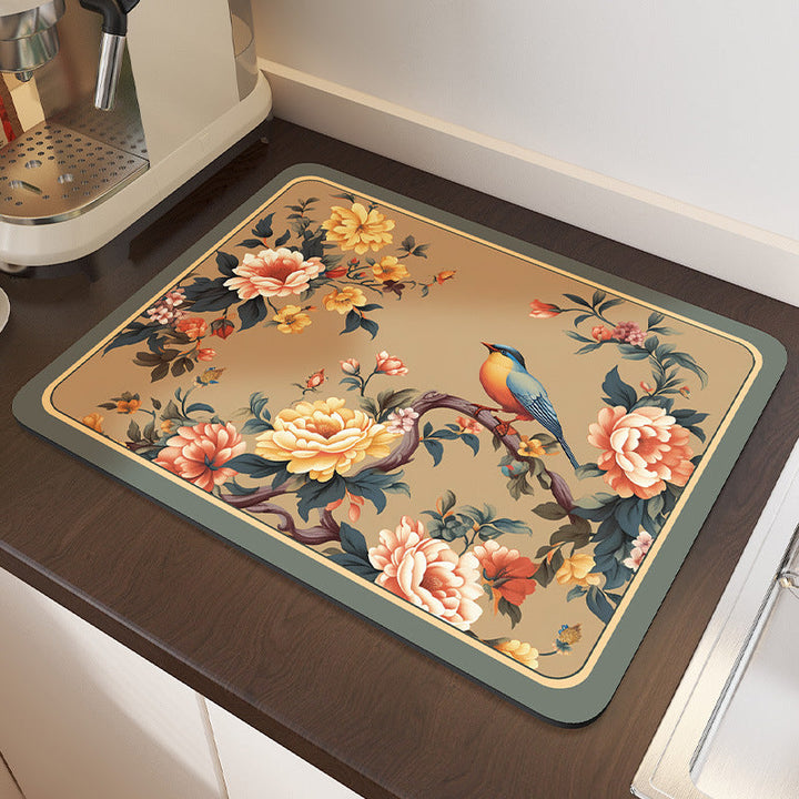 Floral Pattern Kitchen Drain Mat Kalsten