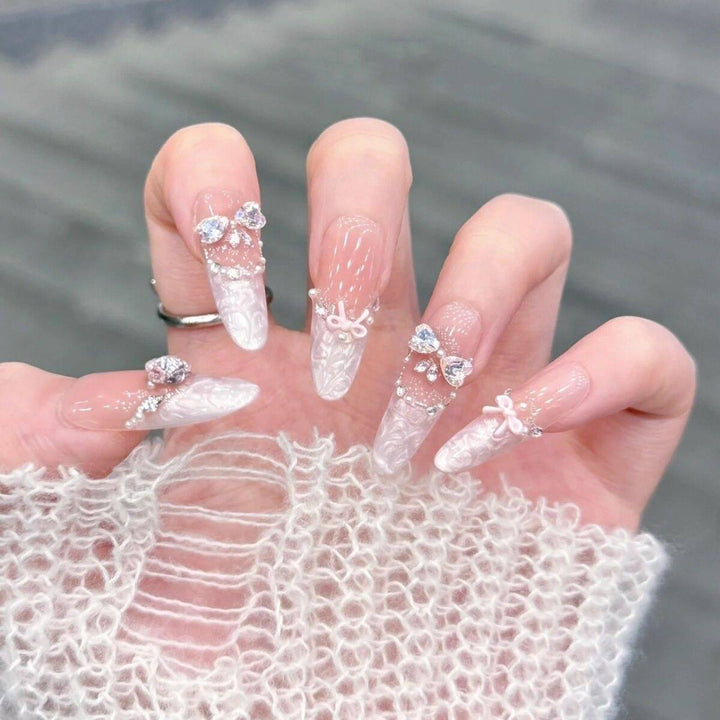 Elegant Nail Art Extensions with Pearl Accents Kalsten