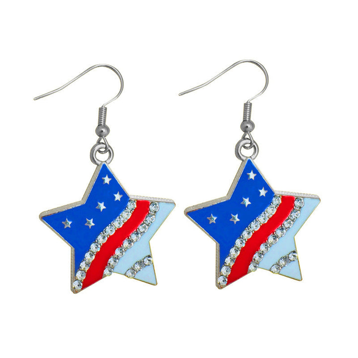 Women's stud earrings wing design enamel with star motif and fine alloy Kalsten