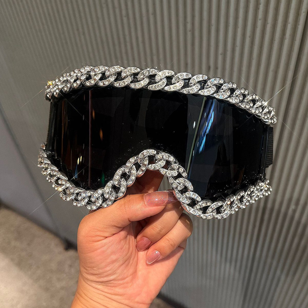 Ladies sporty elegant ski goggles with rhinestone decorated frame Kalsten