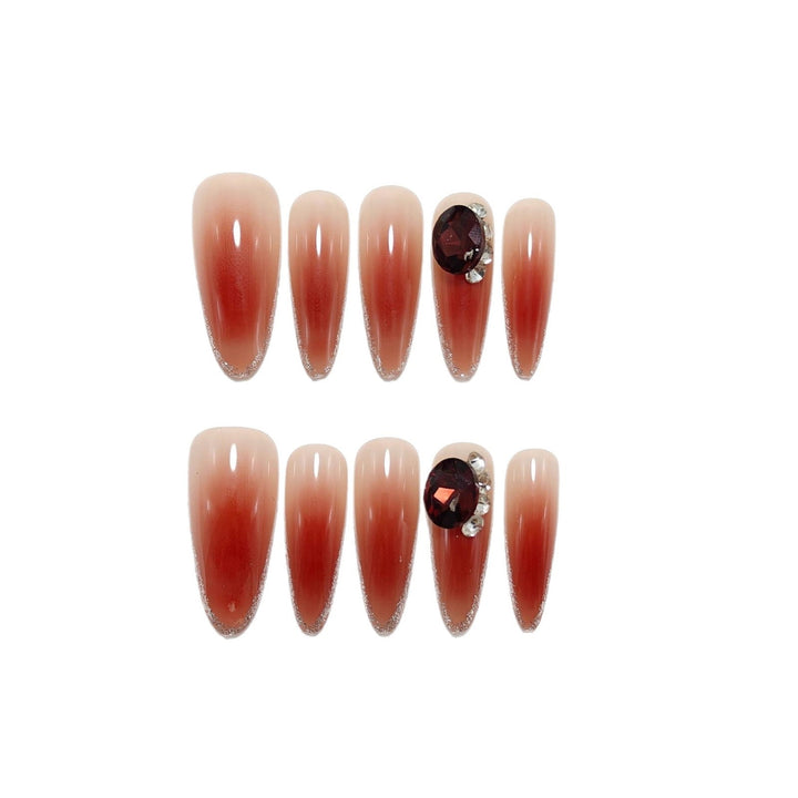 Glittering artificial nails with elegant tip design and crystal decoration Kalsten