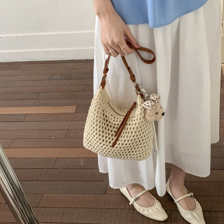 Trendy Mesh Bag with Leather Accents Kalsten