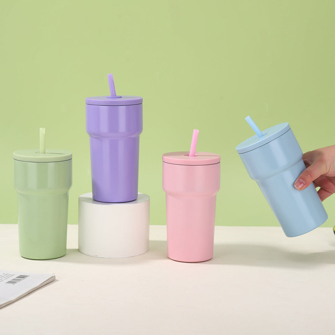 Unisex Insulated Drinking Cup with Dust Protection Lid and Straw Kalsten