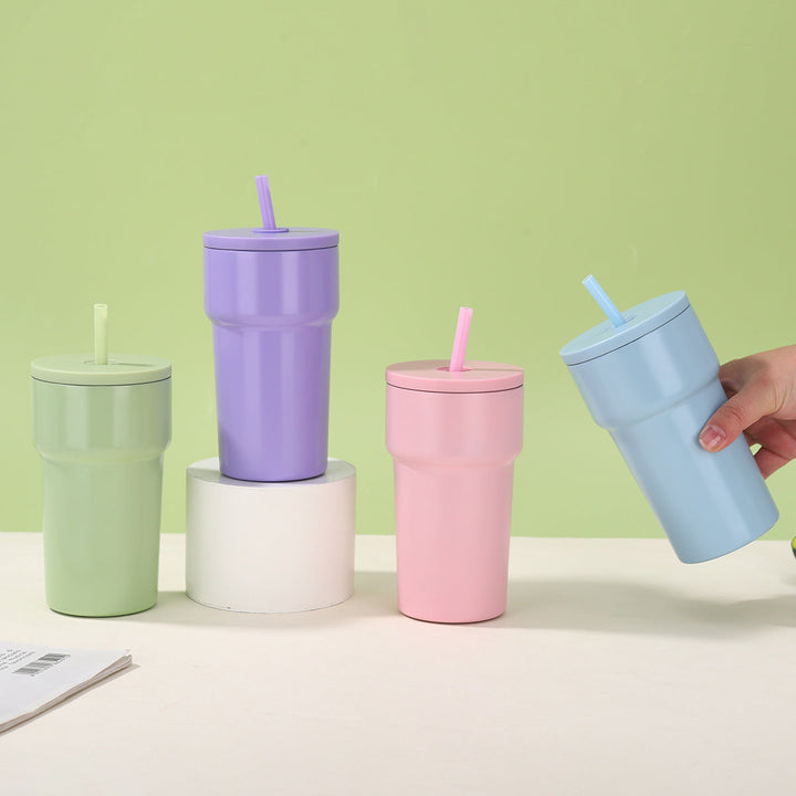 Unisex Insulated Drinking Cup with Dust Protection Lid and Straw Kalsten