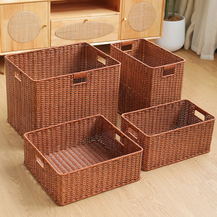 Large Woven Storage Bin with Ergonomic Cutout Handles Kalsten