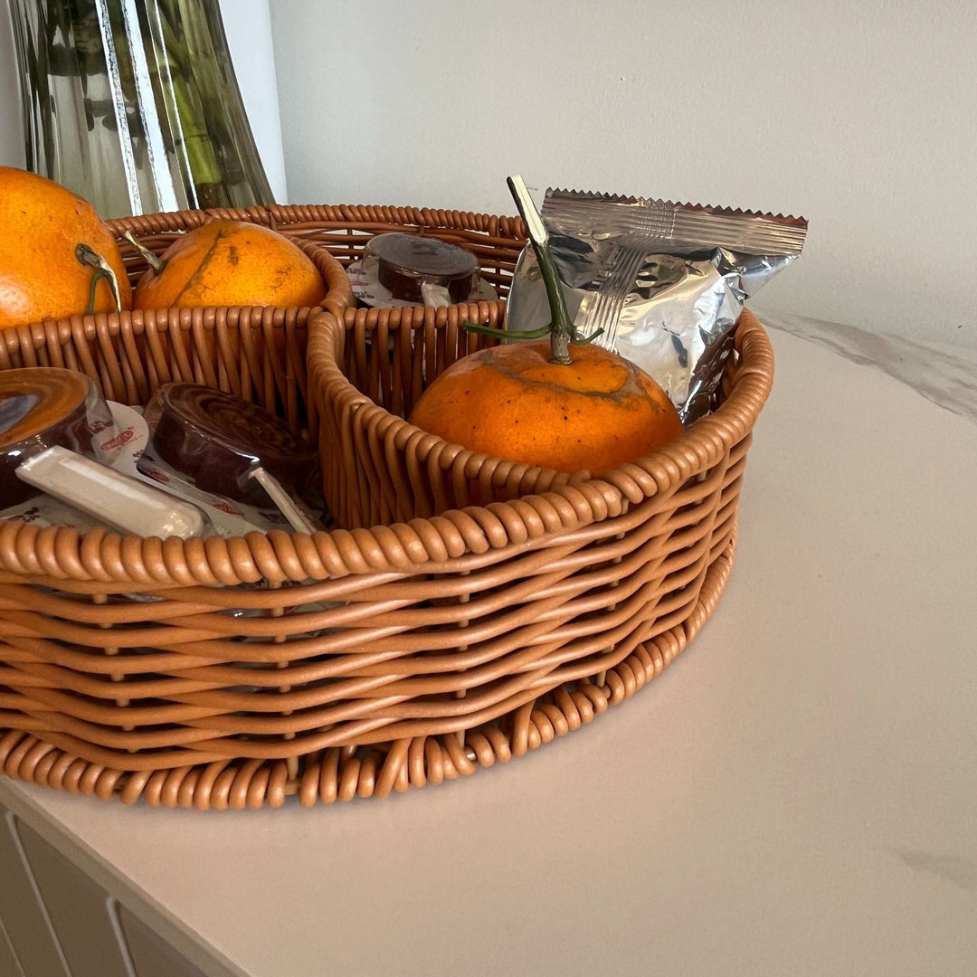 Women's leather storage basket with compartments Kalsten