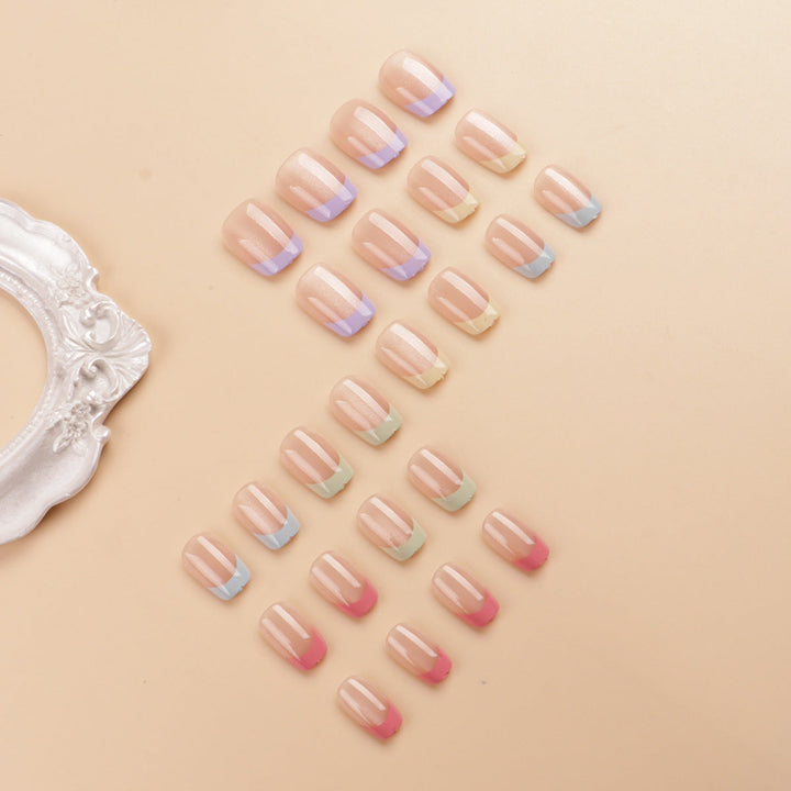 Artistic Colorful French Tip Press-On Nail Set Kalsten
