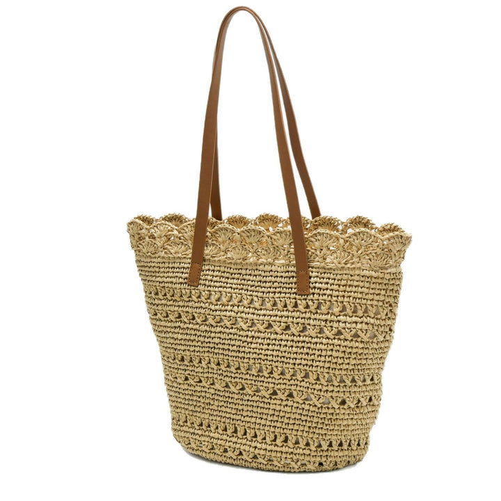 Handwoven tote bag with floral details Kalsten