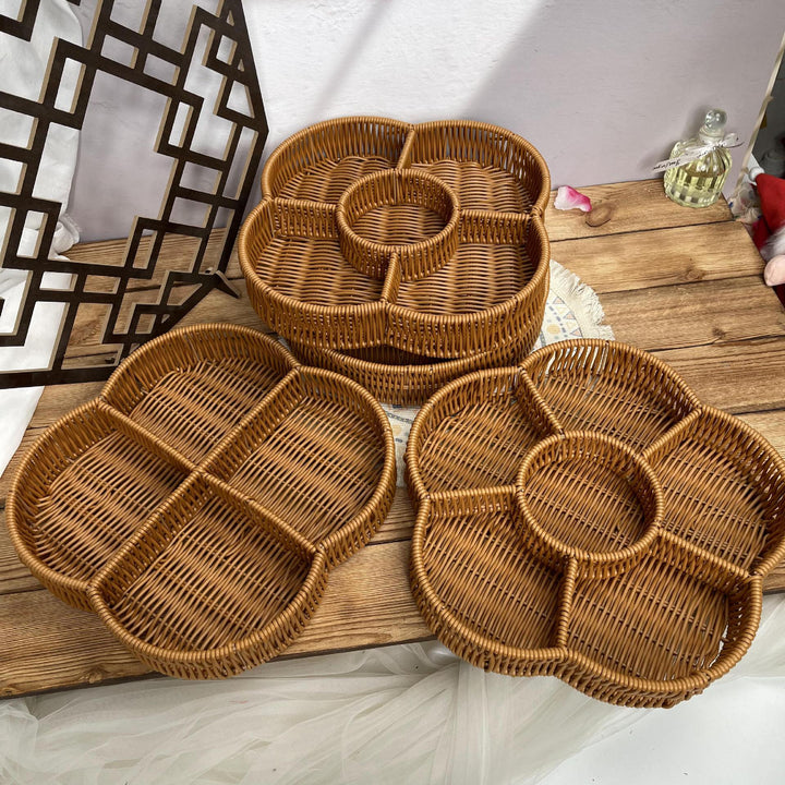 Ladies beef braided serving basket with three compartments Kalsten