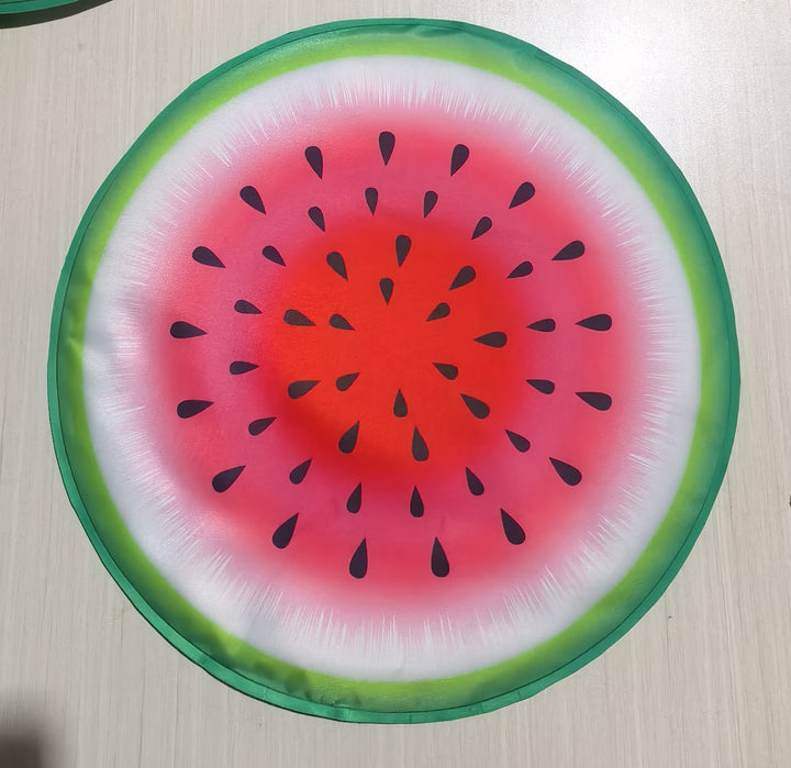 Unisex nano round beach towel made of microfiber with citrus slice pattern and sand-free design Kalsten