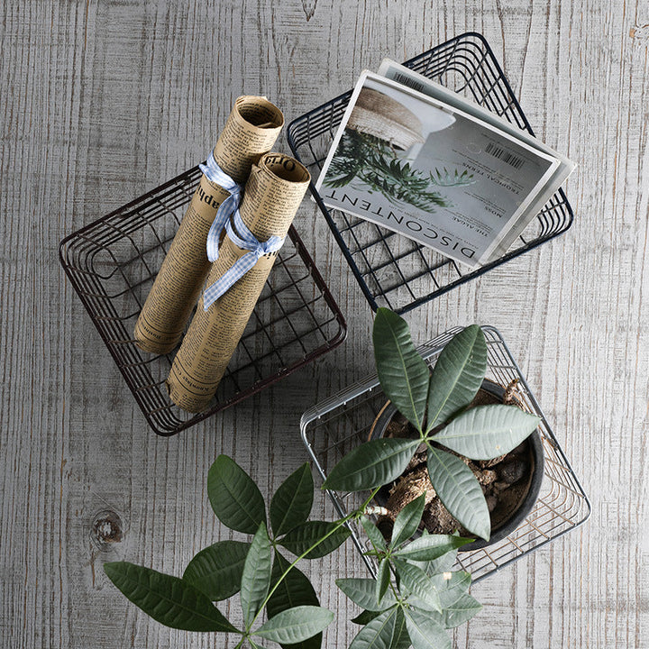 Unisex Wire Storage Basket with Ergonomic Handles Kalsten