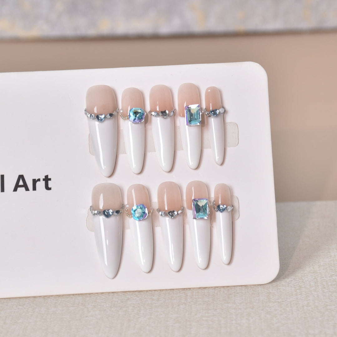 Elegant Gem-Accented Press-On Nail Extensions Kalsten