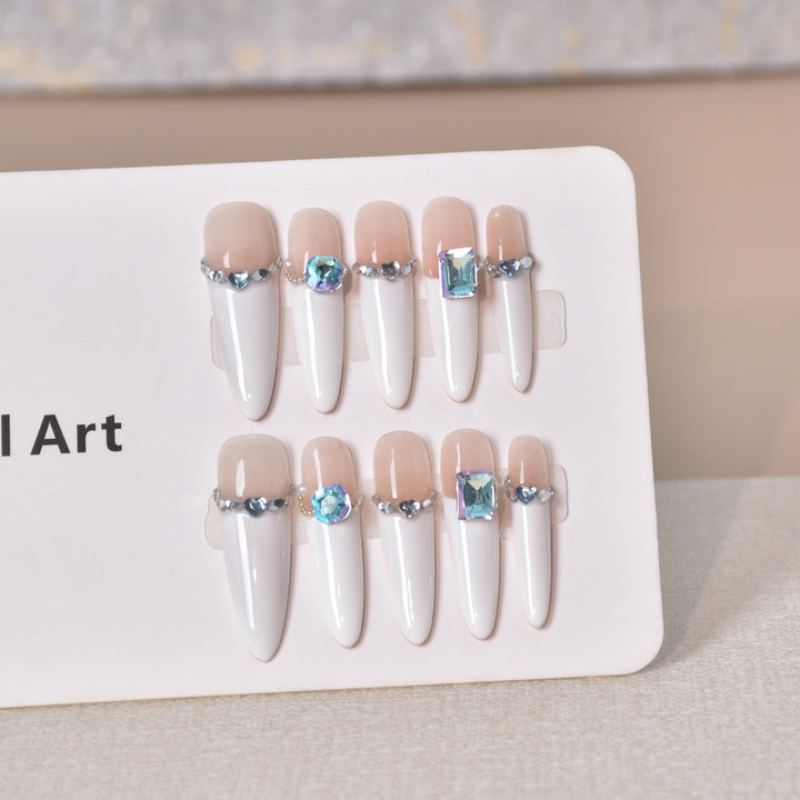 Elegant Gem-Accented Press-On Nail Extensions Kalsten