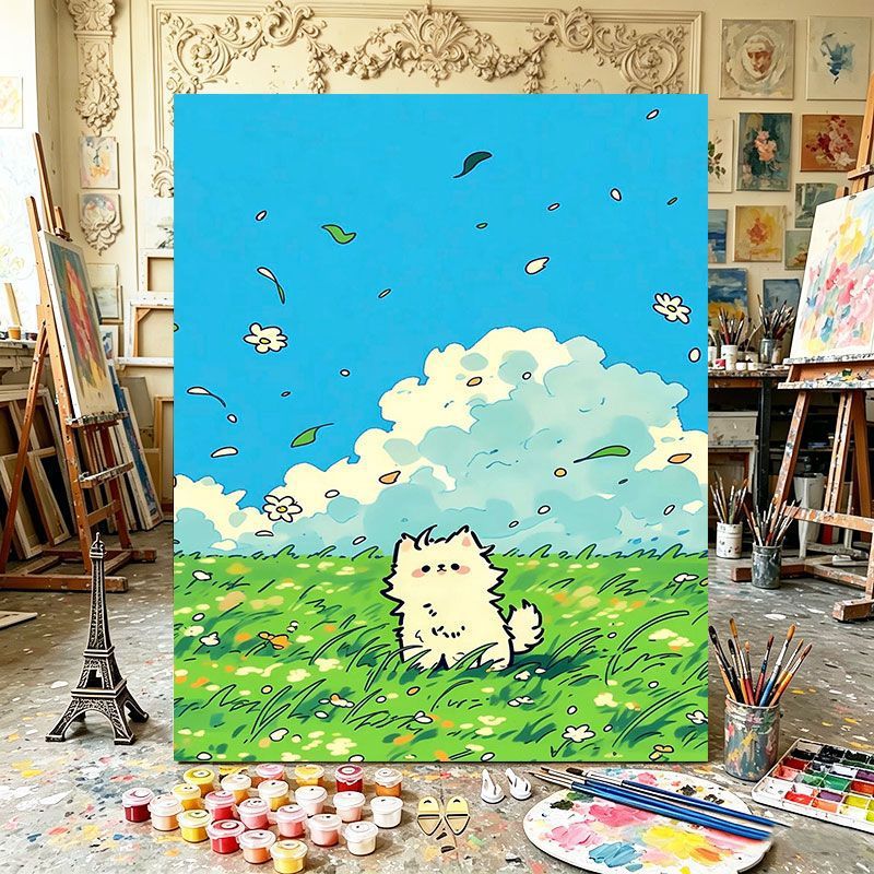 Playful Cat Illustration Art Print Kalsten