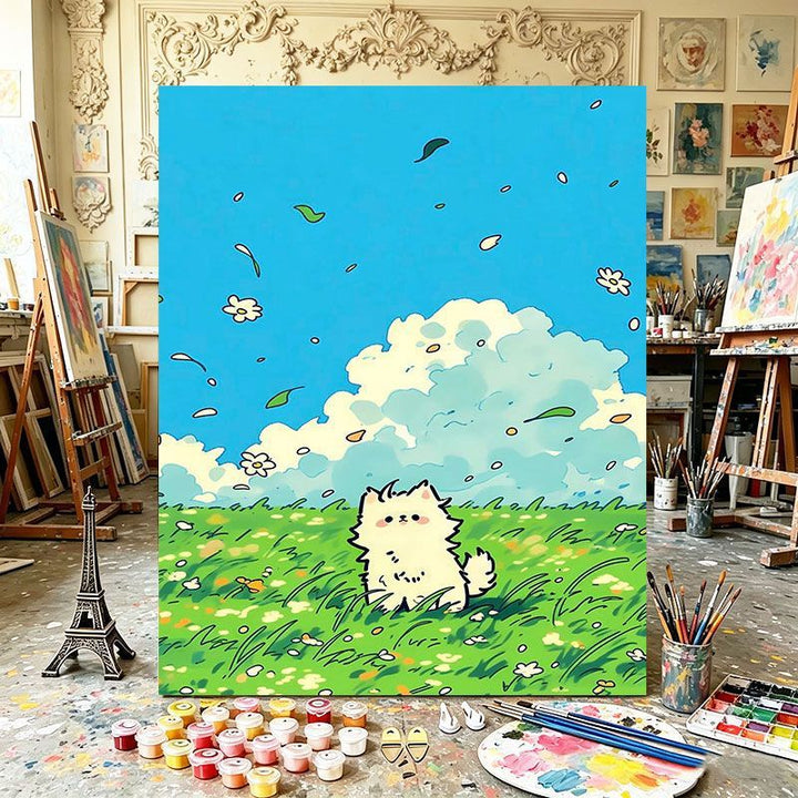 Playful Cat Illustration Art Print Kalsten