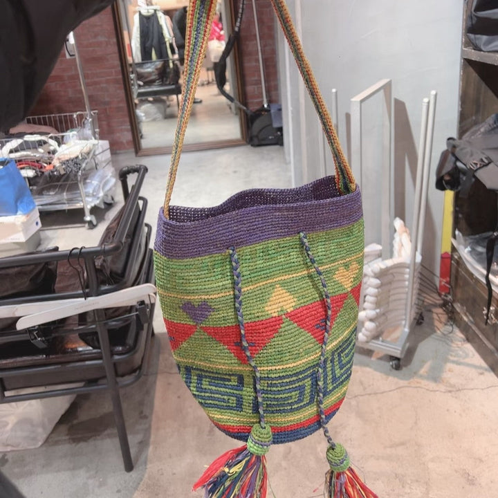 Handmade tote bag with colorful tassels Kalsten