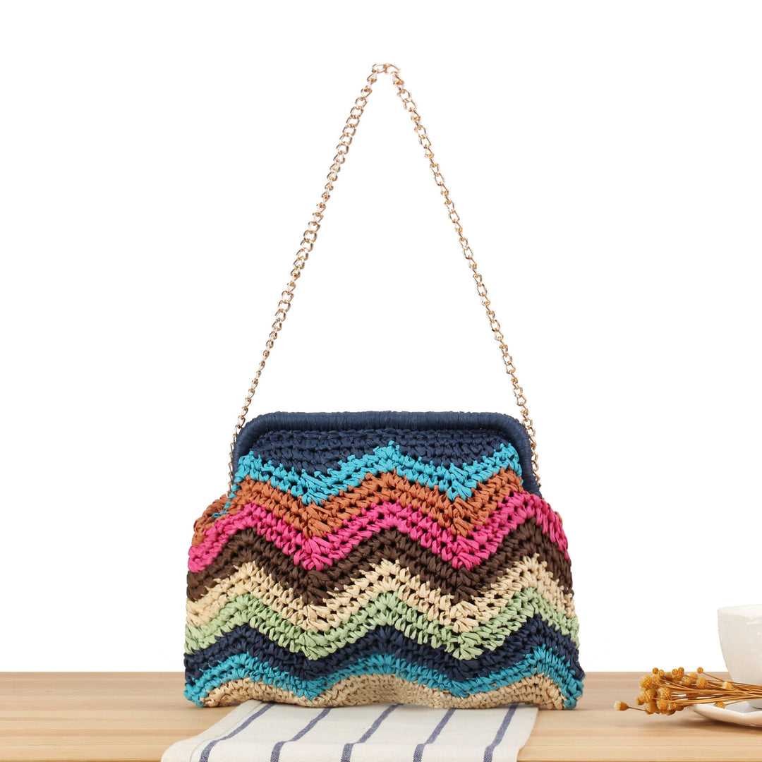 Handcrafted shoulder bag with cheerful wave pattern Kalsten