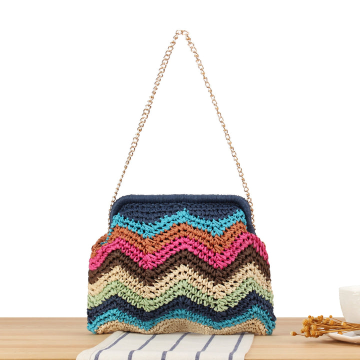 Handcrafted shoulder bag with cheerful wave pattern Kalsten