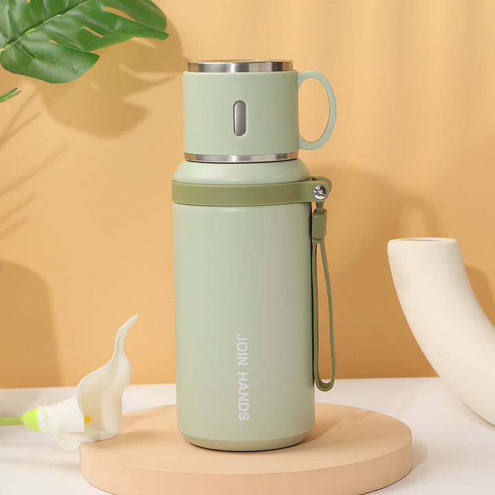 Women's insulated stainless steel drinking bottle with foldable cup Kalsten