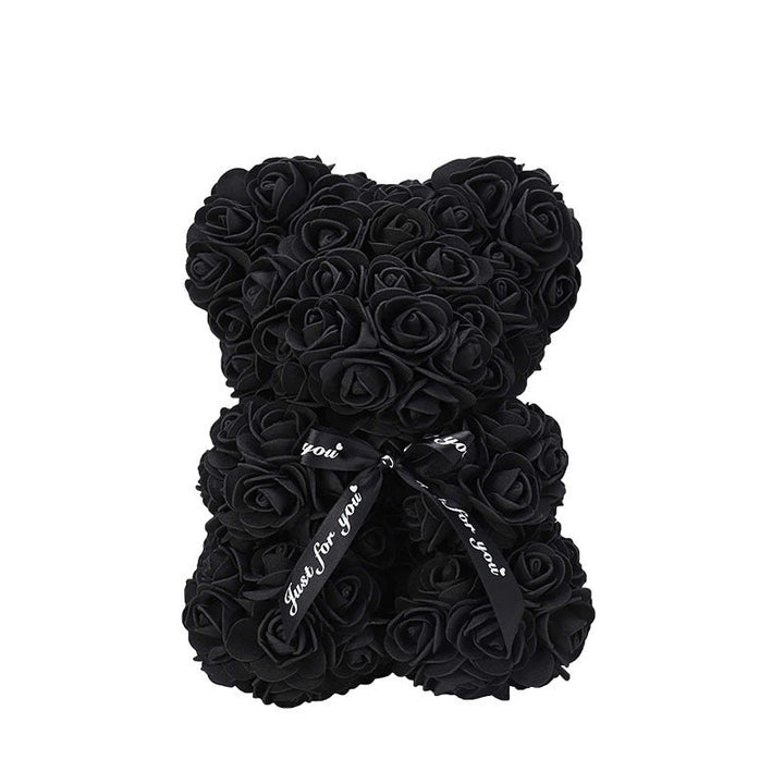 Handcrafted Foam Rose Teddy Bear Gift Sculpture With Satin Ribbon