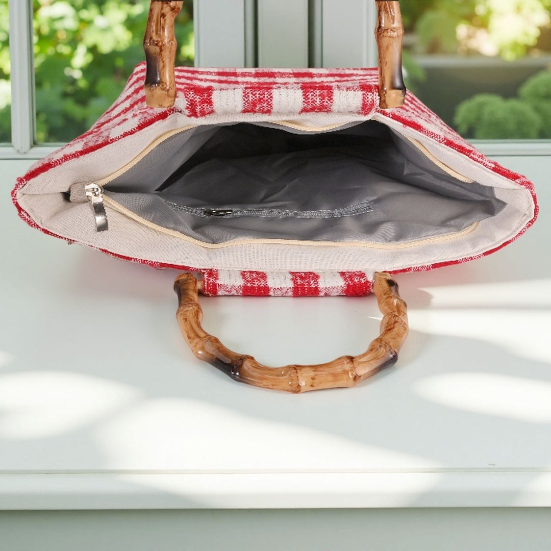 Stylish picnic bag with bamboo handles Kalsten