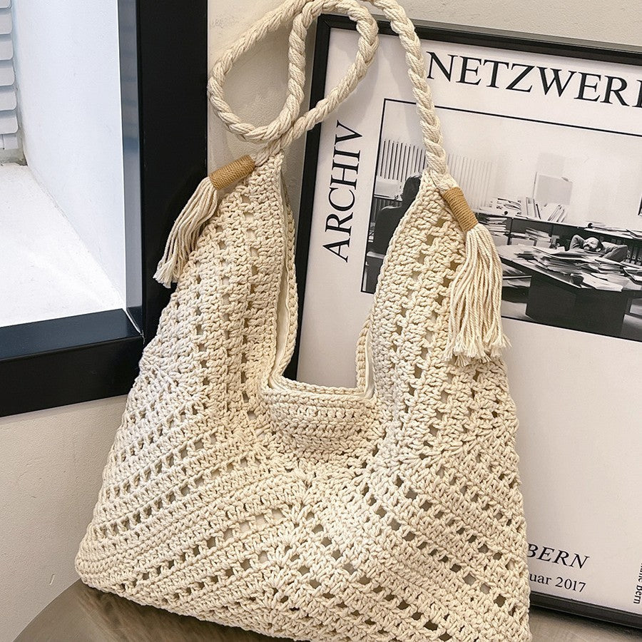 Hand-knotted beach bag with tassels Kalsten