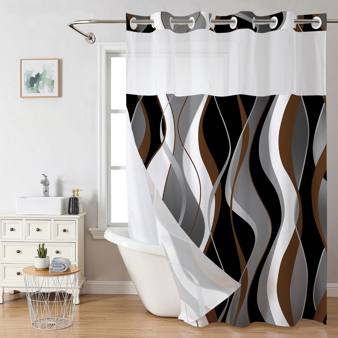 Modern Abstract Wave Pattern Shower Curtain Kalsten