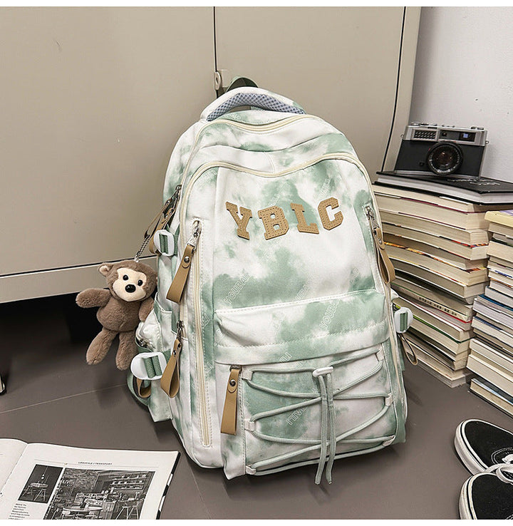 Multi-Compartment Cloud-Patterned School Backpack