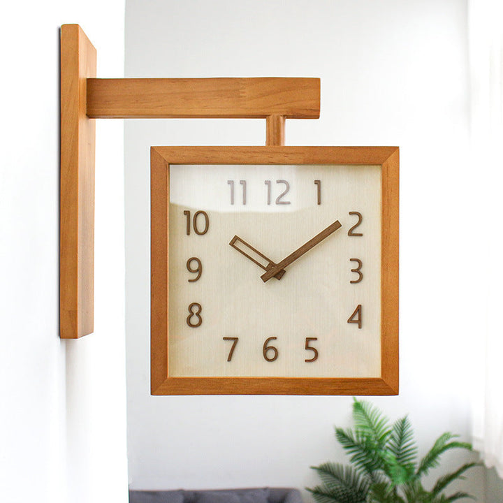 Kalsten | Wall-Corner-Two-Sided Wood-Analog-Clock
