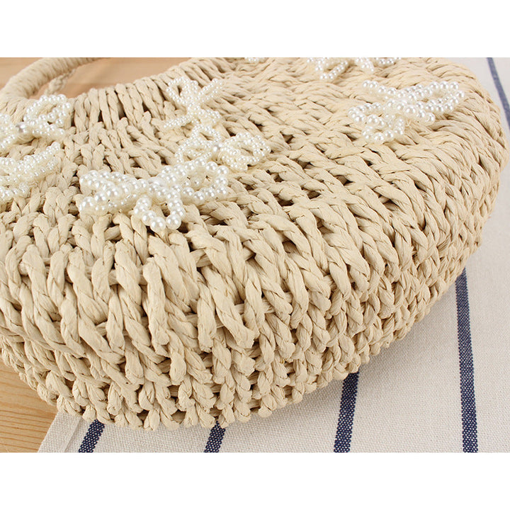 Handbag with Decorative Pearl Flowers Kalsten