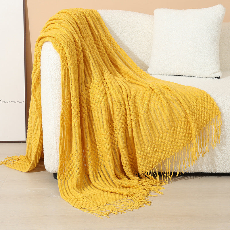 Women's stylish living room throw blanket with fringe pattern Kalsten