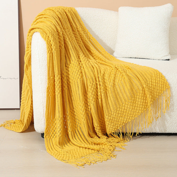 Women's stylish living room throw blanket with fringe pattern Kalsten