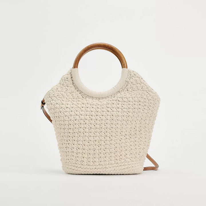 Handcrafted tote bag with round wooden handle Kalsten