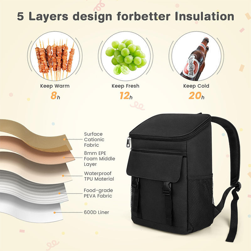 Unisex nan insulated cooler backpack with thermal lining, padded back and side bottle holders Kalsten