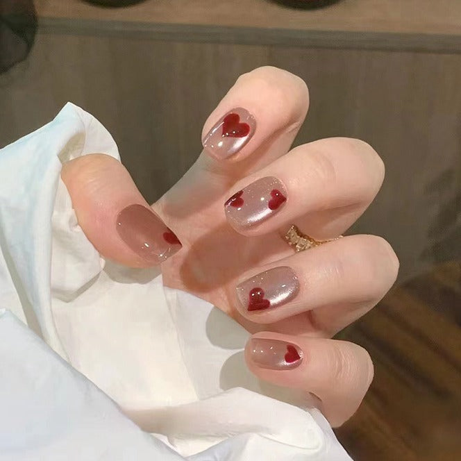 Heart-Themed Press-On Nail Design Kalsten