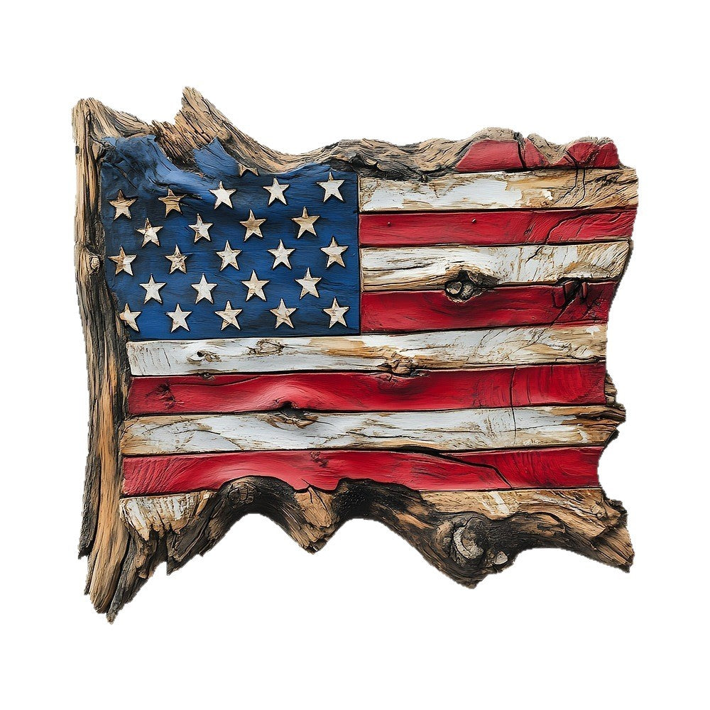Unisex rustic wooden wall decoration in USA flag design made from handcrafted driftwood Kalsten