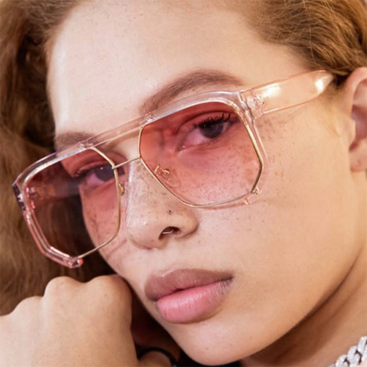 Ladies fashionable oversized sunglasses with elegant, faceted frame construction Kalsten