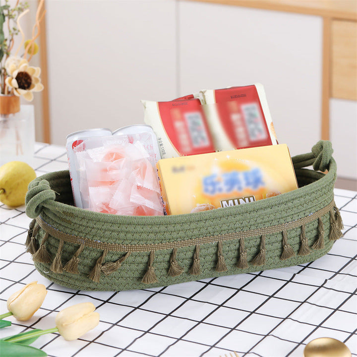 Women Versatile Storage Basket with Tassel Decoration Kalsten