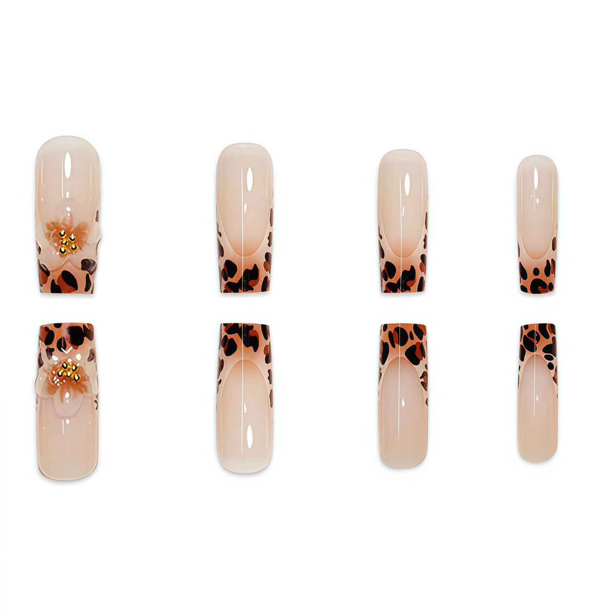 Premium Decorative Press-On Nail Art with Leopard Print Accents Acalora