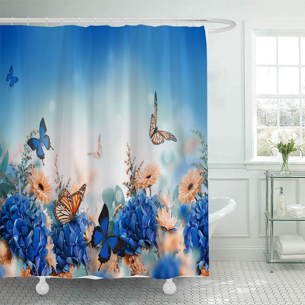Butterfly-Inspired Floral Shower Curtain Kalsten