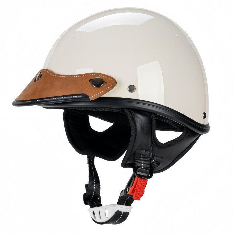 Vintage Leather-Trimmed Motorcycle Helmet Kalsten