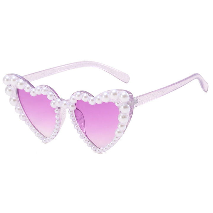 Women's Heart-Shaped Sunglasses with Pearl-Embellished Frame Kalsten