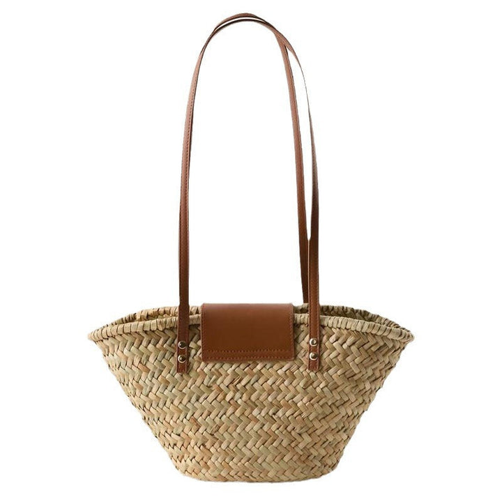Handcrafted basket bag with leather flap Kalsten