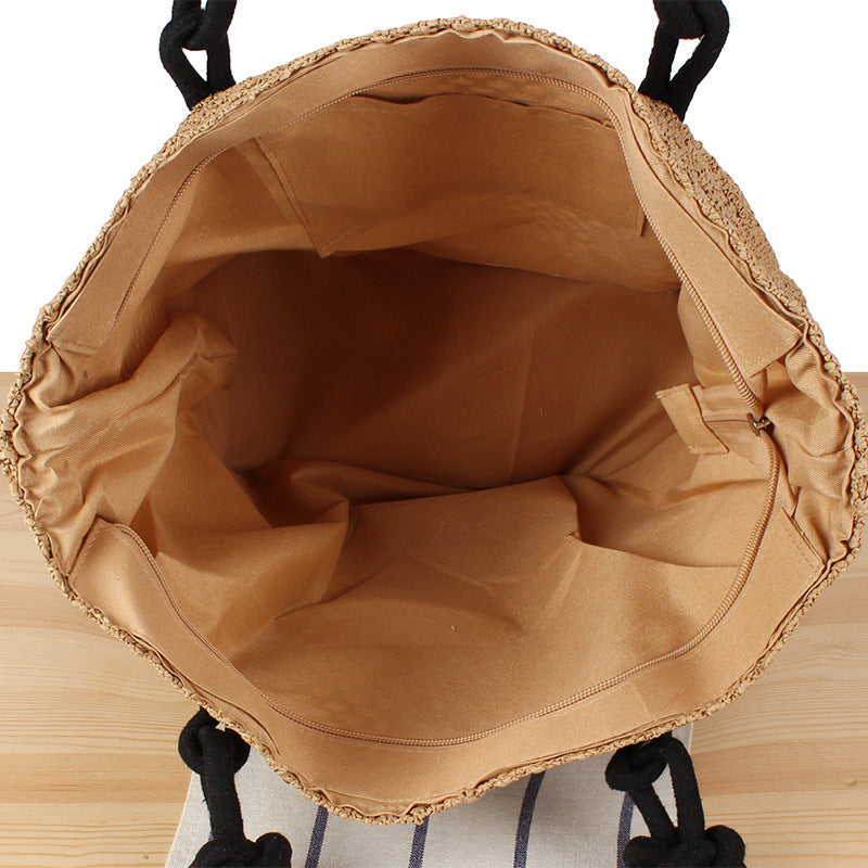 Trendy Bast tote bag with decorative faux leather straps Kalsten