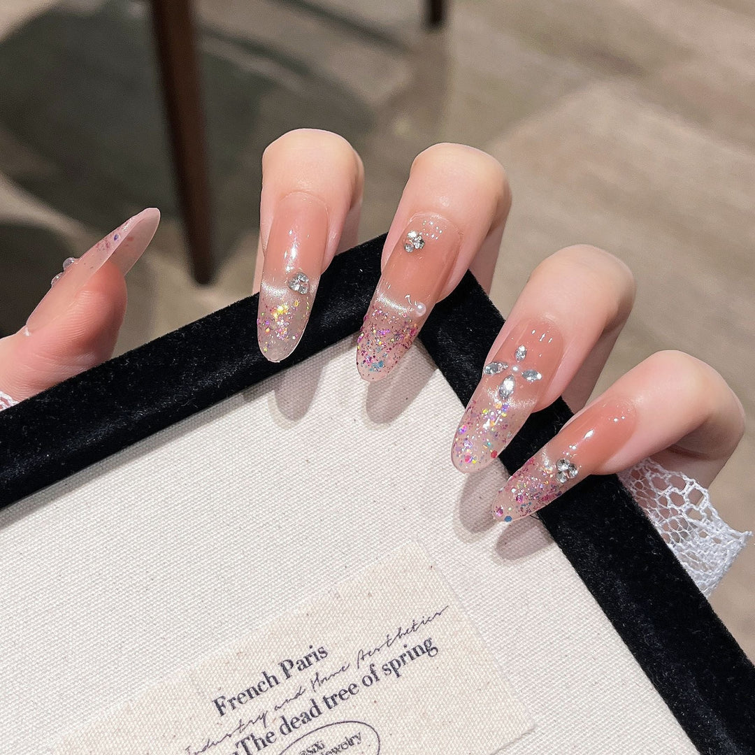 Elegant Glitter-Infused Press-On Nail Design Kalsten