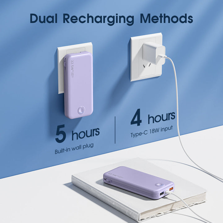 Power bank with integrated wall plug and fast charging Type-C function Kalsten