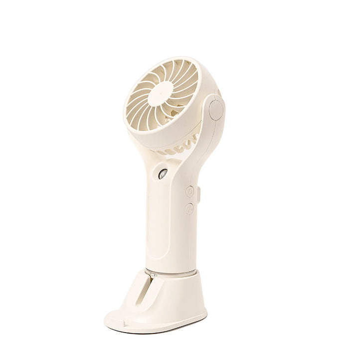 Unisex portable handheld fan with tiltable head, foldable stand and USB charging station Kalsten