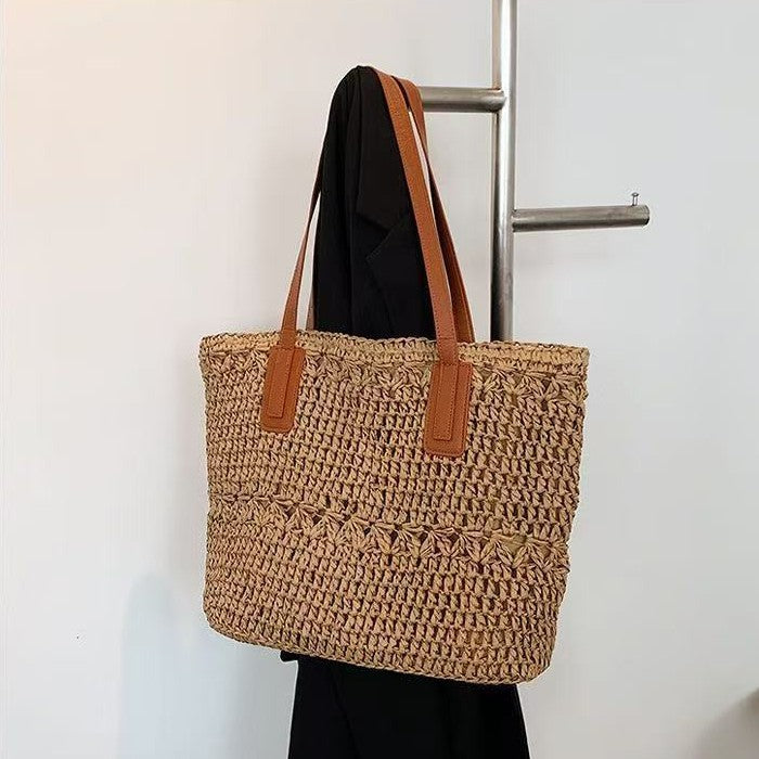 Natural beach bag with sturdy leather handles Kalsten