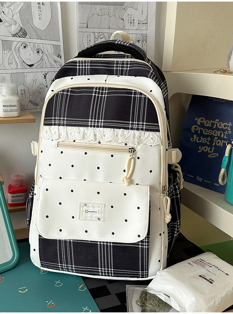 Cute Plaid Print School Backpack